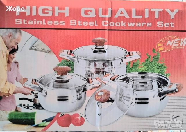 Комплект 3 тенджери ZENG FA със стъклен капак stainless steel