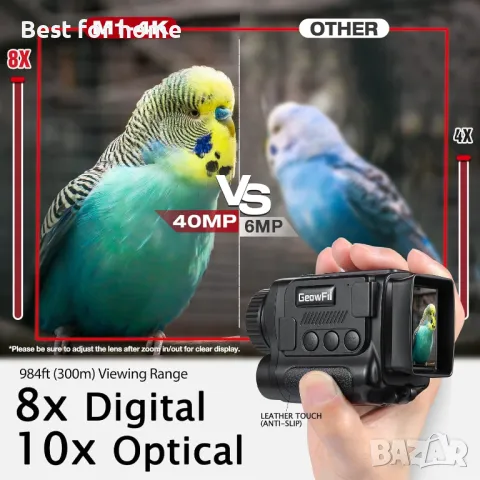 Монокуляр за нощно виждане 4K GeowFiiTech с дисплей, снимка 5 - Камери - 47327845