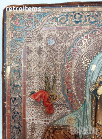 19 Век! Руска Икона на Света Богородица Страстна, снимка 4 - Антикварни и старинни предмети - 39711222