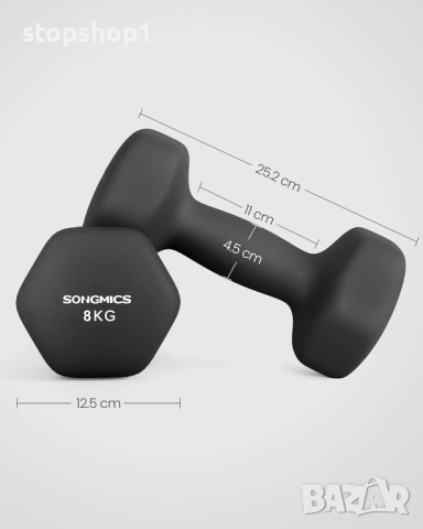 Дъмбели SONGMICS серия SYL, комплект от 2x8 kg , снимка 2 - Фитнес уреди - 53770465