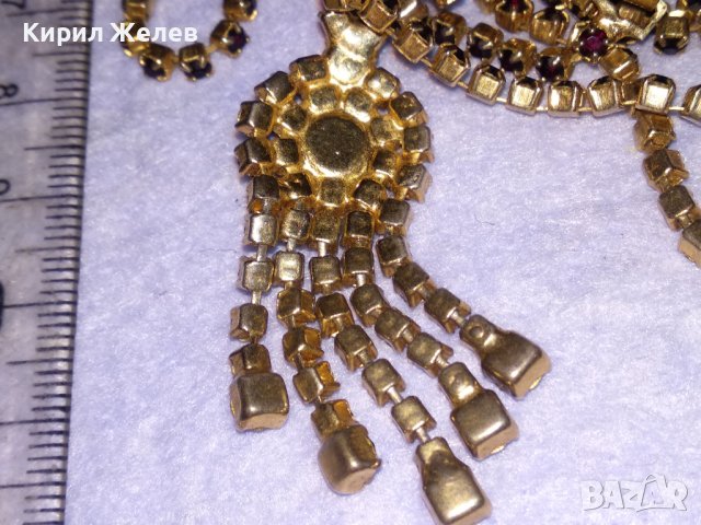 РАЗКОШНА СТАРИННА РЕТРО АРТ ДЕКО ПОЗЛАТЕНА БРОНЗОВА СКЪПОЦЕННА ОГЪРЛИЦА с КАМЪНИ ГРАНАТ 38656, снимка 15 - Антикварни и старинни предмети - 41622915