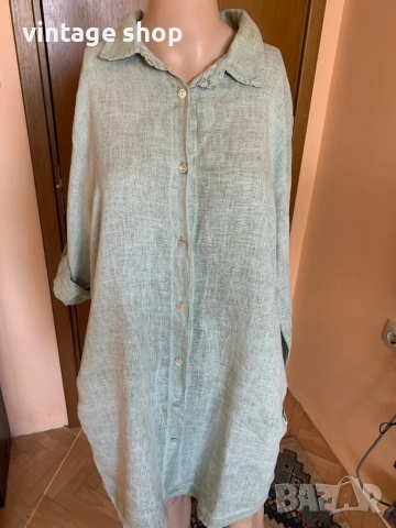 Ленена туника( тип риза) в цвят резеда