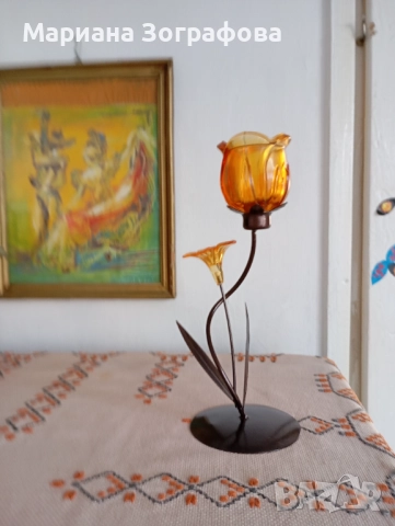 Битови предмети 20 бр., Пожарникар. брадва, Метални стойки - вино, икона, Бакърени съдове, Свещници, снимка 14 - Други ценни предмети - 50165842