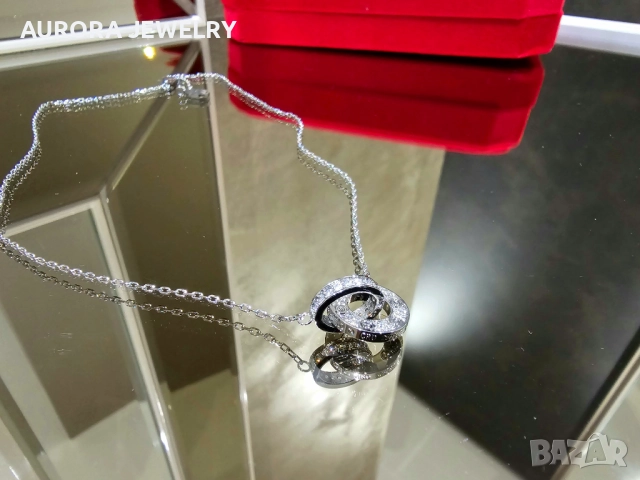 CARTIER Love White Gold Paved Diamonds Chain Дамскo Колие, снимка 2 - Колиета, медальони, синджири - 52905162