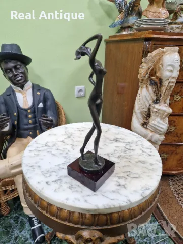 Страхотна антикварна колекционерска бронзова пластика фигура статуетка , снимка 4 - Статуетки - 49488640