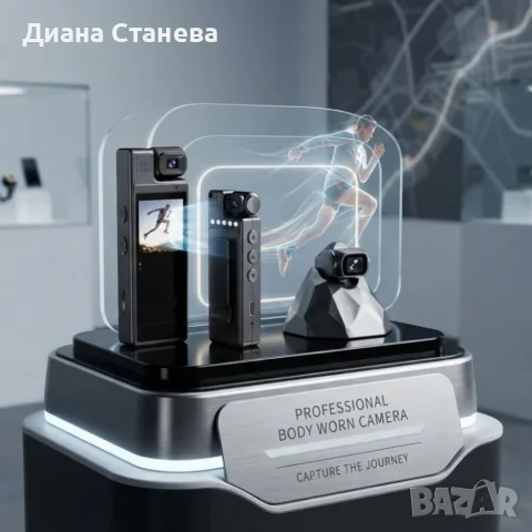 Преносима Body камера 1080P Full HD с 1.3″ дисплей, въртящ се обектив 180°, нощно виждане и аудиозап, снимка 3 - Камери - 55898864