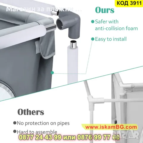 Голяма лесно сглобяема кошара за игра за деца и бебета с размери 200 x 200 см - КОД 3911, снимка 16 - Кошарки - 48155378