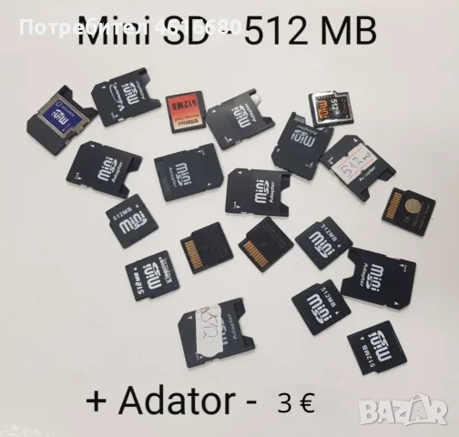 Memory Stick Micro M2 Sony 512 MB, 1 GB, Memory card Mini SD + адаптор  512 gb, Адаптер M2,ProDuo, снимка 4 - Карти памет - 56242306