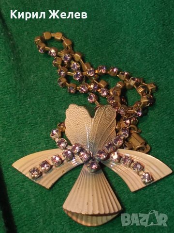 Златисто дизайнерско арт колие с много аметистчета 8405