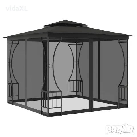 vidaXL Градинска шатра с мрежи, 300x300x265 см, антрацит（SKU: 48597）