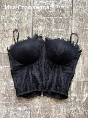 ново  дизайнерско на Дидо Георгиев  парти коктейлно официално бюстие тип корсет твърда чашка черно , снимка 2 - Корсети, бюстиета, топове - 51410844