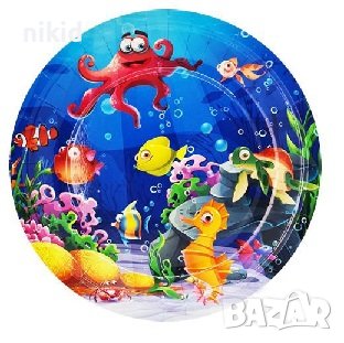 Морско дъно морски животни океан 8 бр големи парти чинии чинийки рожден ден