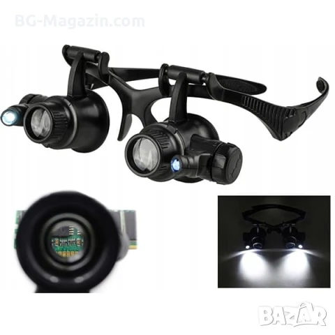 Мощна професионална увеличителна часовникарска лупа за глава с LED осветление бижутери часовникари, снимка 4 - Други инструменти - 50921224