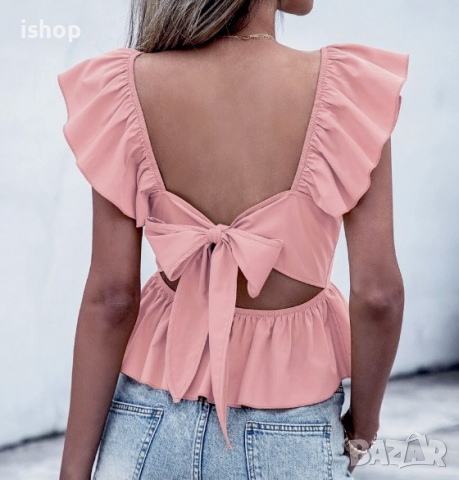 Розов Топ С Ефектег Гръб, снимка 1
