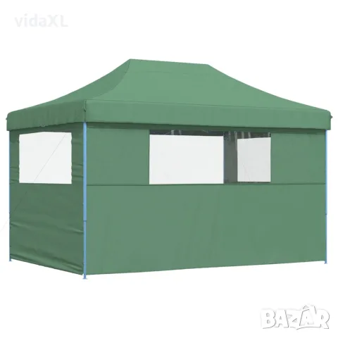 vidaXL Сгъваема парти шатра pop-up с 3 странични стени зелена, снимка 5 - Къмпинг мебели - 56147412
