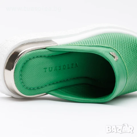 🥁 Намаление - Зелени анатомични чехли от естествена кожа | Марка Tuasolea, снимка 1