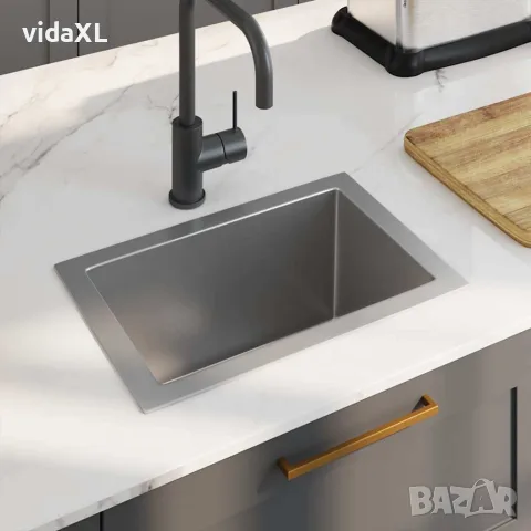 vidaXL Ръчно изработена кухненска мивка, неръждаема стомана, снимка 2 - Мивки - 56146070