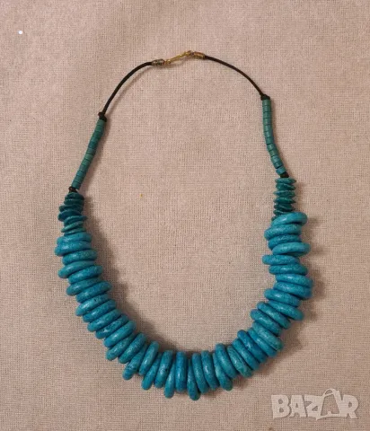 КОЛИЕ ОТ МЪНИСТА ТЮРКОАЗНО СИН, снимка 2 - Колиета, медальони, синджири - 49170997