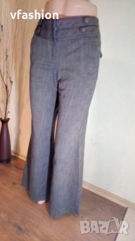 Всичко по 5 лв - Дамски панталон Next Petite,  сив със широк крачол, снимка 5 - Панталони - 36082816