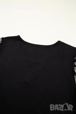 Дамска блуза в черно с детайли от флорален тюл, снимка 13 - Други - 50081862