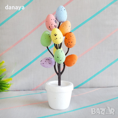 2825 Декоративно великденско дръвче с шарени яйца, 25см, снимка 2 - Декорация за дома - 36472653