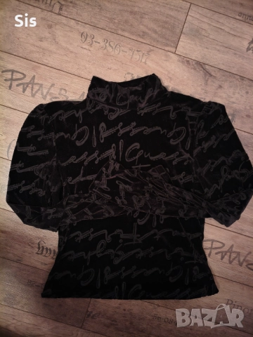 Дамско черно боди с надписи -Guess, снимка 3 - Блузи с дълъг ръкав и пуловери - 52849135