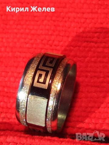 БЛАГОРОДНА НЕРЪЖДАЕМА СТОМАНА МОДЕН ПРЪСТЕН ДВУКОМПОНЕНТЕН ТИП ВЕРСАЧЕ 21125, снимка 2 - Пръстени - 32689626