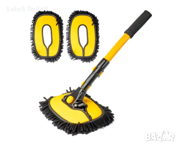 Четка за почистване на авто детайли, телескопична 46-100 см + 3 подложки