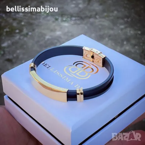 Мъжка Гривна от Силикон и Стомана, снимка 1