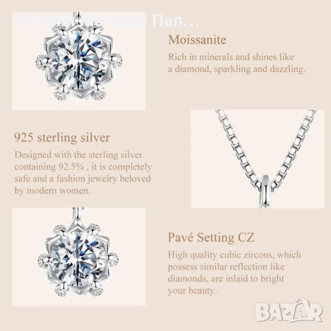 WOSTU Сребърно колие с 0.5к диамант мойсанит (сертификат), снимка 7 - Колиета, медальони, синджири - 52896269