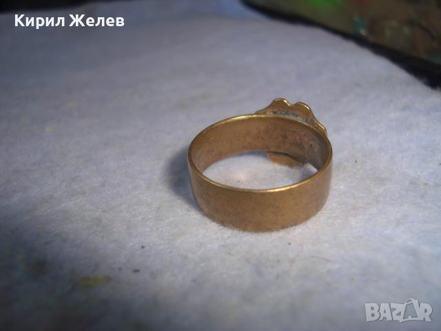 КРАЛСТВО ЮГОСЛАВИЯ МЕСИНГОВ ПРЪСТЕН от ДИНАР с КАМЪК ГРАНАТ РЪЧНА СТАРИННА МАЙСТОРСКА РАБОТА 19637, снимка 9 - Антикварни и старинни предмети - 36378121