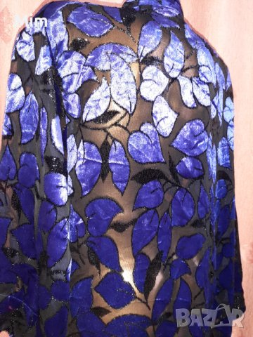 XL/XXL Черен халат на релефни лилави листа , снимка 3 - Нощници - 39857169