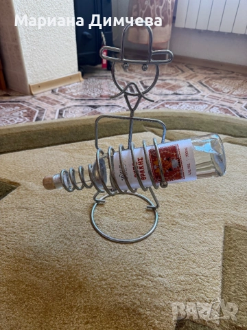 Луксозна поставка за бутилка вино – неръждаема никелирана стомана, оригинален дизайн, снимка 7 - Декорация за дома - 53843460