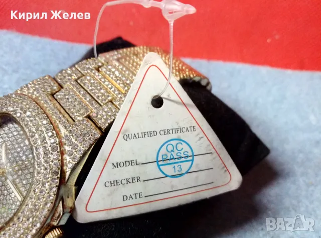 ПРЕКРАСЕН ПОЗЛАТЕН ДАМСКИ КВАРЦОВ ЧАСОВНИК с ИСКРЯЩИ ФАСЕТИРАНИ КРИСТАЛИ и СЕРТИФИКАТ 44071, снимка 3 - Дамски - 47708731