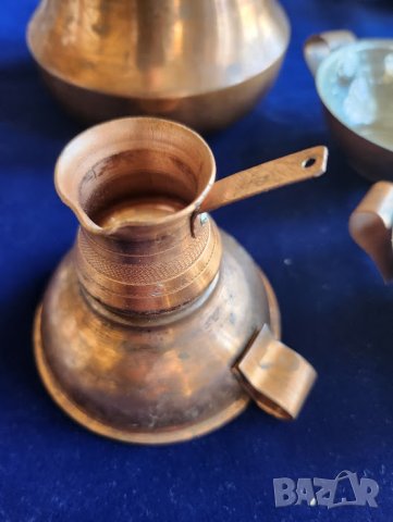 джезве медно средно (с 6 чашки + мини джезве / каничка) и малко ново джезве, неползвано , снимка 3 - Други ценни предмети - 41971880