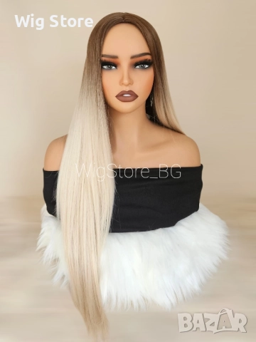 Дълга права руса перука без бретон, снимка 3 - Аксесоари за коса - 51845014