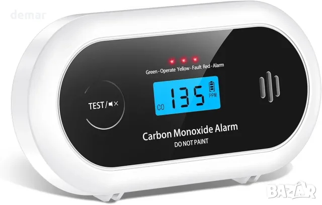 CO детектор с LCD дисплей и 10-годишна запечатана батерия, 85 dB сирена, EN 50291 / UKCA