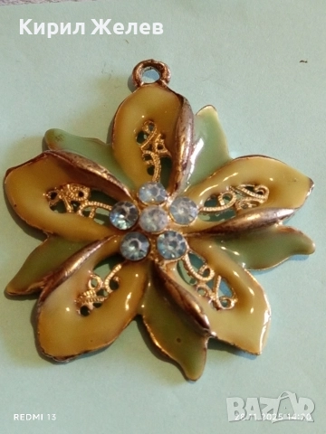 Висулка с флорален мотив лакирана зелен АКВАМАРИН 52198, снимка 5 - Колиета, медальони, синджири - 52573722