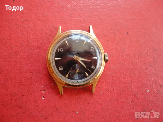 Армейски позлатен мъжки часовник Junghans 16 Jewels 20 микр, снимка 2 - Мъжки - 56206105