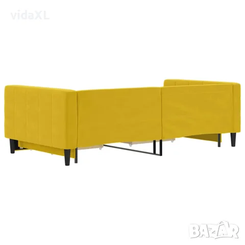 vidaXL Канапе с изтеглящо легло и чекмеджета жълто 100x200 см кадифе, снимка 5 - Спални и легла - 56146784