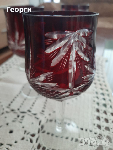 Червен кристал чаши, снимка 2 - Чаши - 36256907