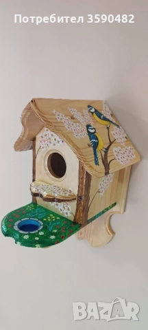 Ръчно изрисувана дървена къщичка за птици , снимка 3 - Други - 51820969