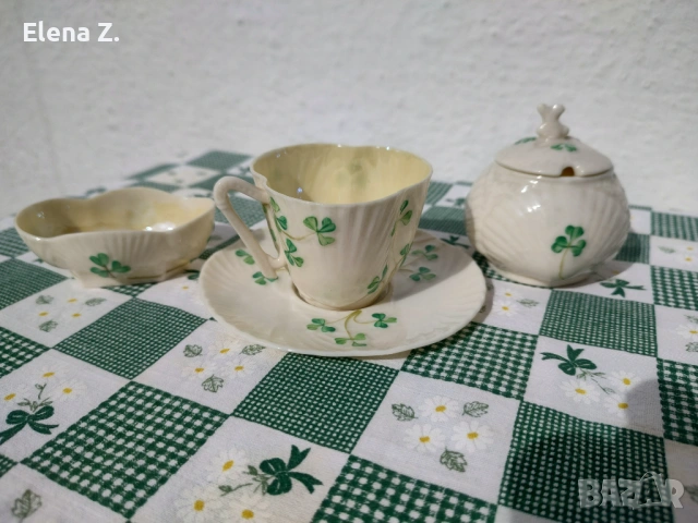 Комплект ръчно изработени съдове Belleek Ирландия - 3, снимка 4 - Декорация за дома - 53656486