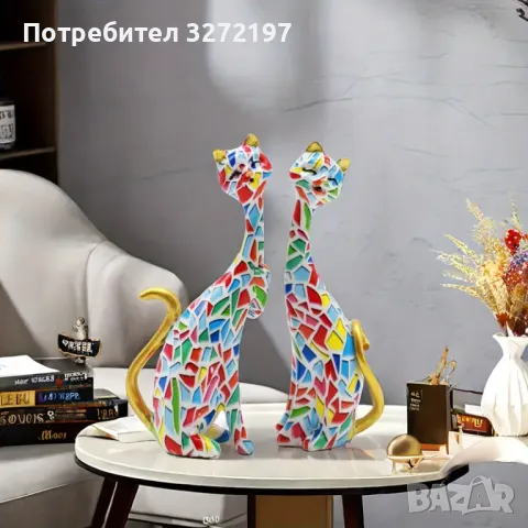 Ръчно изработени Комплект 2 бр. Очарователни Орнаменти Двойка Котки