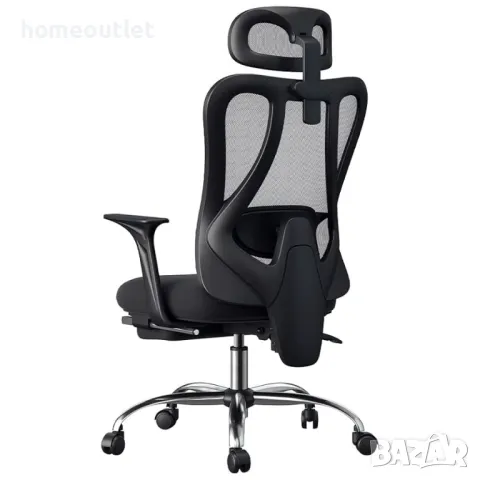 ПРОМОЦИЯ Ергономичен офис стол в черно с регулируема облегалка HBADA E101BMA-EU, снимка 2 - Столове - 49738977