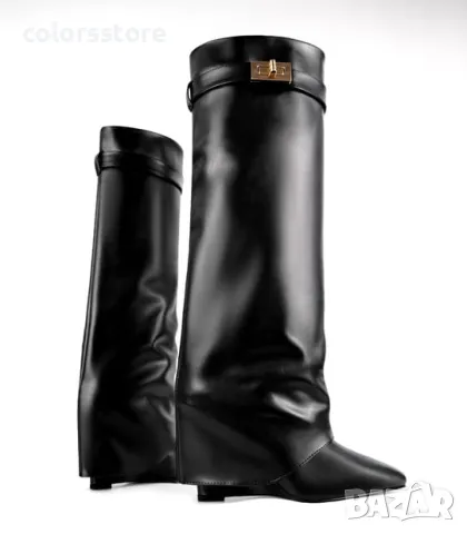 Ботуши на платформа - черна кожа - K-40, снимка 3 - Дамски ботуши - 42893216