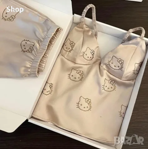 Сатенен комплект с камъни , снимка 2 - Пижами - 55971933
