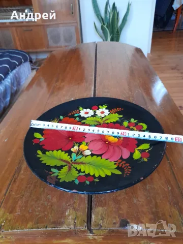 Стара дървена чиния за стена #4, снимка 5 - Декорация за дома - 48452655