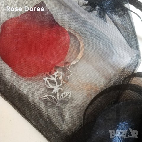 405 Ключодържател Роза в сребристо цвете медицинска стомана безплатна доставка подарък, снимка 4 - Романтични подаръци - 41768594
