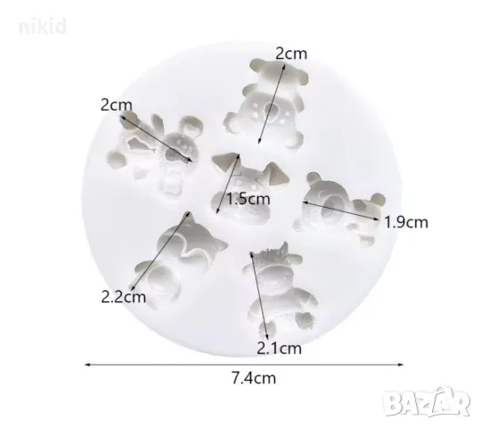 малки животни коала мече слон куче лисица силиконов молд форма фондан шоколад декор, снимка 2 - Форми - 49678169